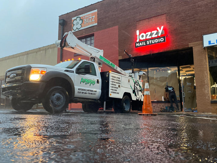 Gwinnett county best storefront signs, car wrap, interior signs-sign installation sign shop - rey signs-LED channel letter signs- RGB backlit signs-cloud signs-backlit signs