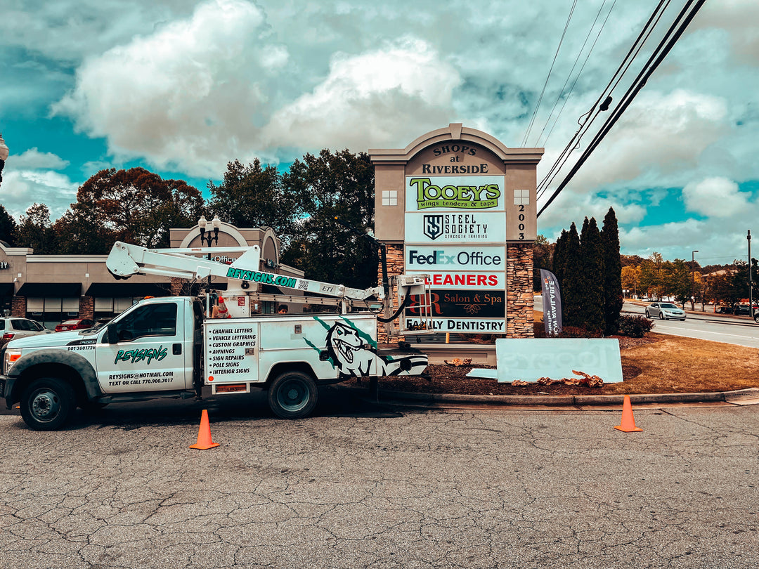 Gwinnett county best storefront signs, car wrap, interior signs-sign installation sign shop - rey signs-LED channel letter signs- RGB backlit signs-cloud signs-backlit signs