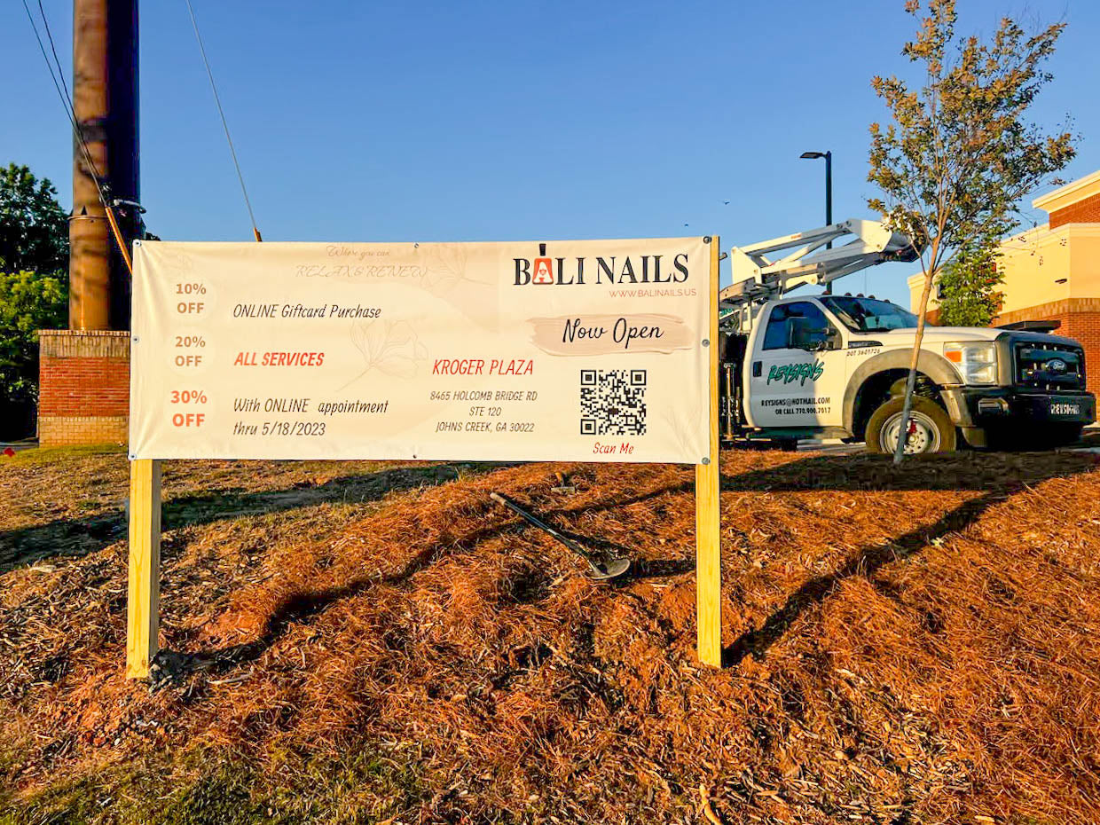 banner on post ground signs