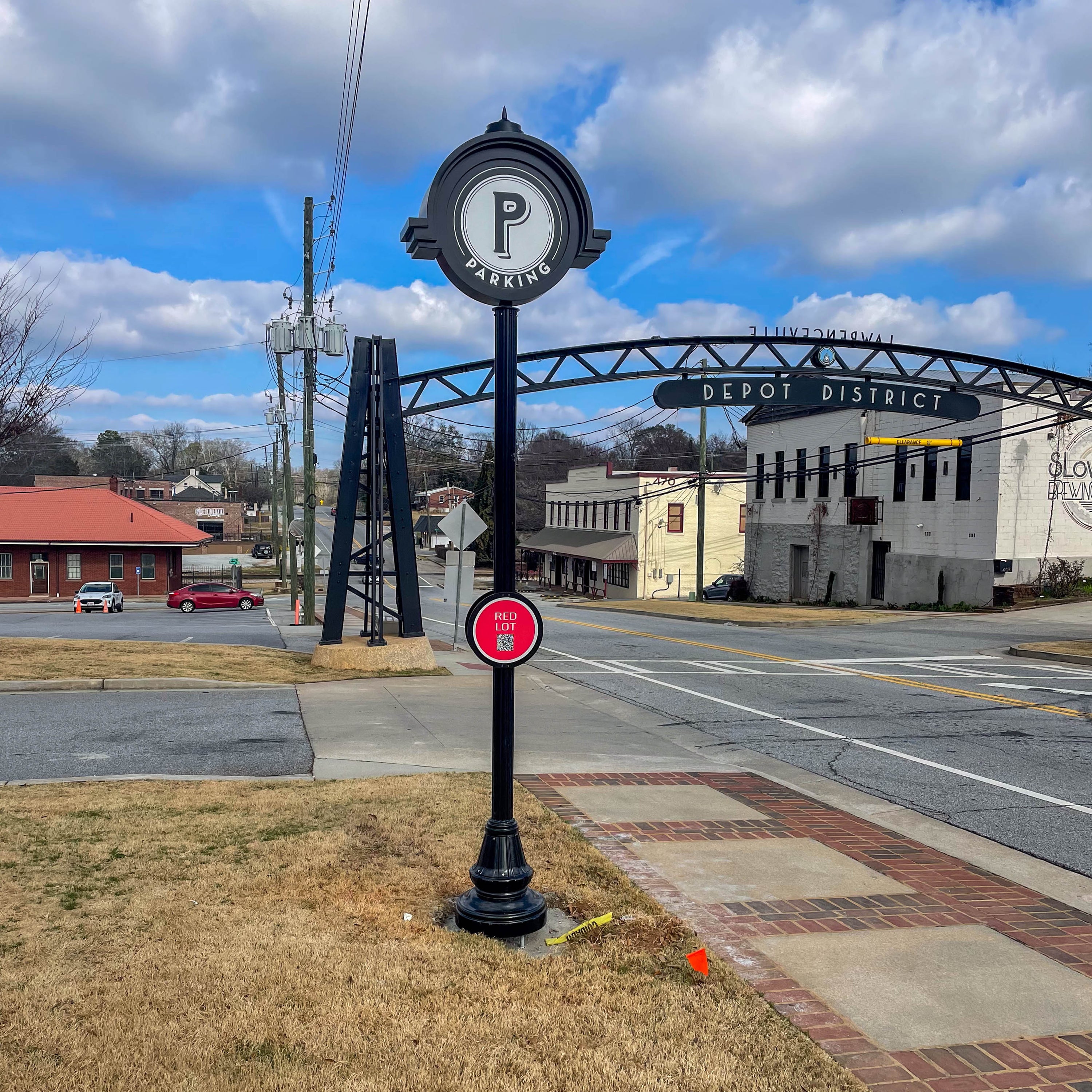 wayfinding sign lawrencville parking signs